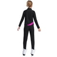 thumbnail image 2 of Aislor Girls Figure Skating Jacket Ice Ballet Dance Long Sleeve Jackets with Leggings for Competition Hot Pink 5-6, 2 of 7