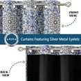 thumbnail image 3 of Vargottam Printed Blackout Curtains - Blue Mandala Design, Set of 2 Panels, 52 x 84 Inches - Room Darkening, Thermal Insulated Window/Door Drapes with Grommets, 3 of 9