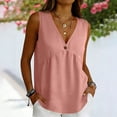 thumbnail image 3 of GUACER Womens V-Neck Button Tank Top Sleeveless Surplice Blouse with Empire Waist Flowy Casual Summer Cami, 3 of 7
