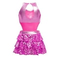 thumbnail image 5 of Sholeno Children Girls Gymnastic Bodysuit Latin Jazz Dance Leotard Dress Ballet Dancewear Sequins Jumpsuit Hot Pink 10, 5 of 6