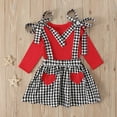 thumbnail image 2 of Edvintorg 6Months-4Years Kids Valentines Outfits For Girls Clearance Toddler Baby Girls Outfit Sets Fashion Cute Long Sleeve Sweet Heart Lattice Print Ruffles Strap Skirt Suits, 2 of 7