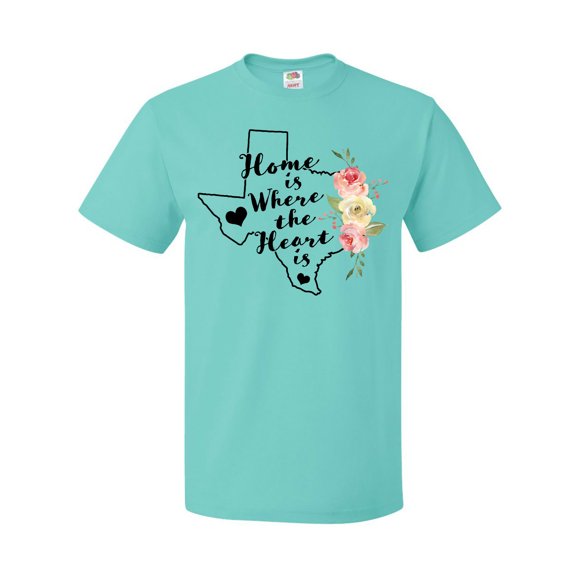 Inktastic Texas Home is Where the Heart is with Watercolor Floral T-Shirt