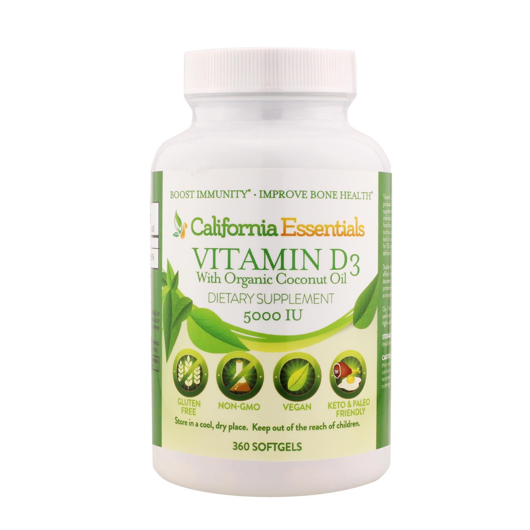 California Essentials Vitamin D3 5000 IU with Organic Coconut Oil