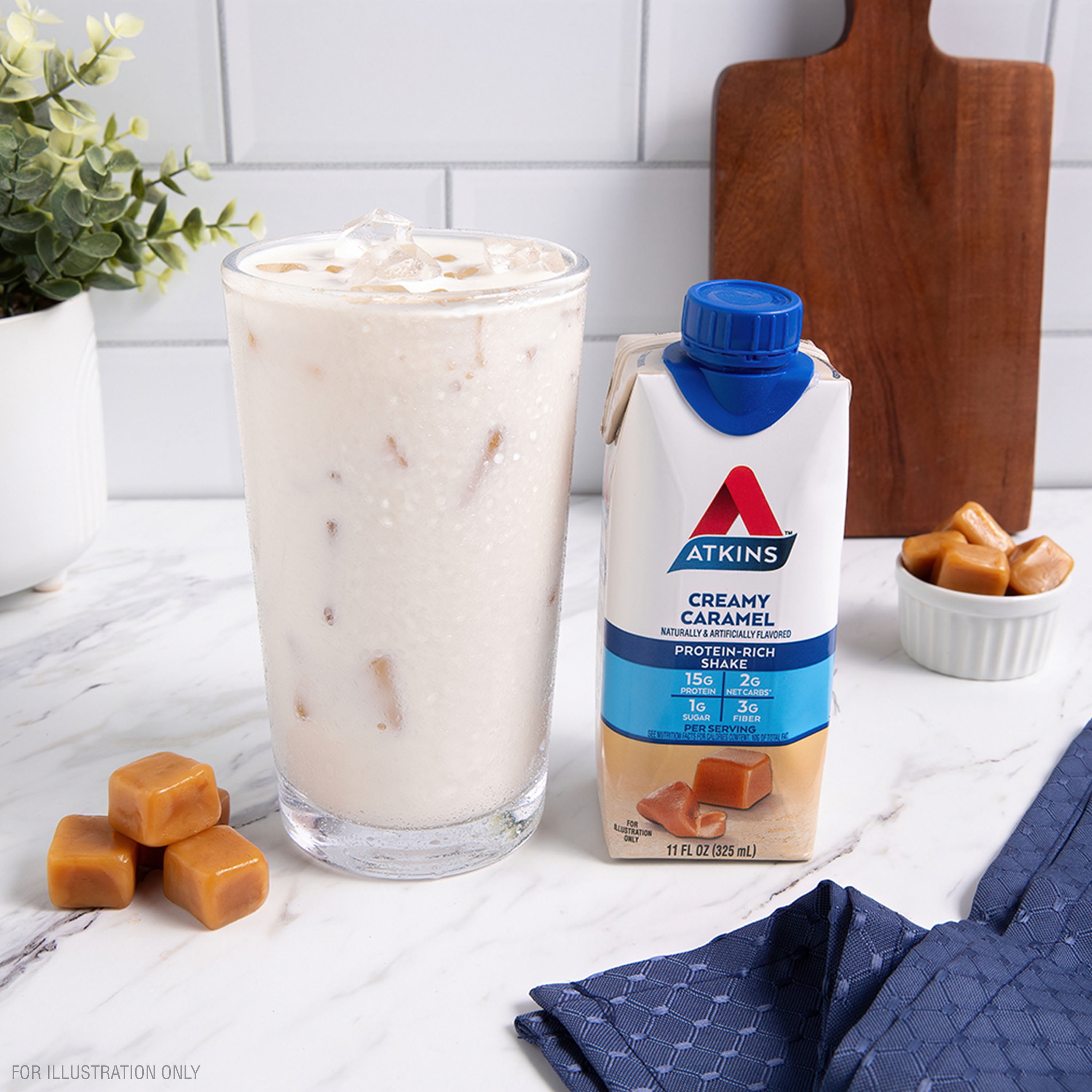 Atkins Gluten Free Protein-Rich EnergyShake, Creamy Caramel, Keto Friendly, 4 Count