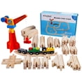 thumbnail image 1 of Juego de vías de tren de madera KitoyWood, 62 piezas con tren y grúa, 3-10Y, 1 of 6