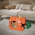 thumbnail image 5 of Cat Cave Bed with Tunnel - Enclosed Foldable Felt Cat House, Scratch Resistant Washable Indoor Cat Hideaway, Cozy Pet Bed for Cats (Orange), 5 of 5