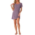 thumbnail image 2 of INSPIRE CHIC Women's Ribbed Knit Nightgown Sleepshirt Short Sleeve Sleepwear Casual Crew Neck Nightshirt 3XL Purple, 2 of 6