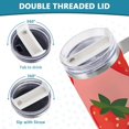 thumbnail image 5 of Strawberry Pattern 40 oz Tumbler with Handle Insulated&nbsp;Travel Mug&nbsp;Lid Straw Leak Proof Steel Vacuum Water Bottles Glasses Fits in Car Cup Holder, 5 of 7
