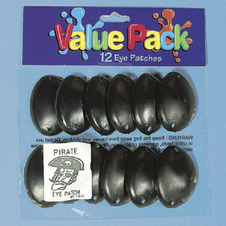 24 Plastic Pirate Eye Patches Black Party Favors Buccaneer Costume Dress Up Fun