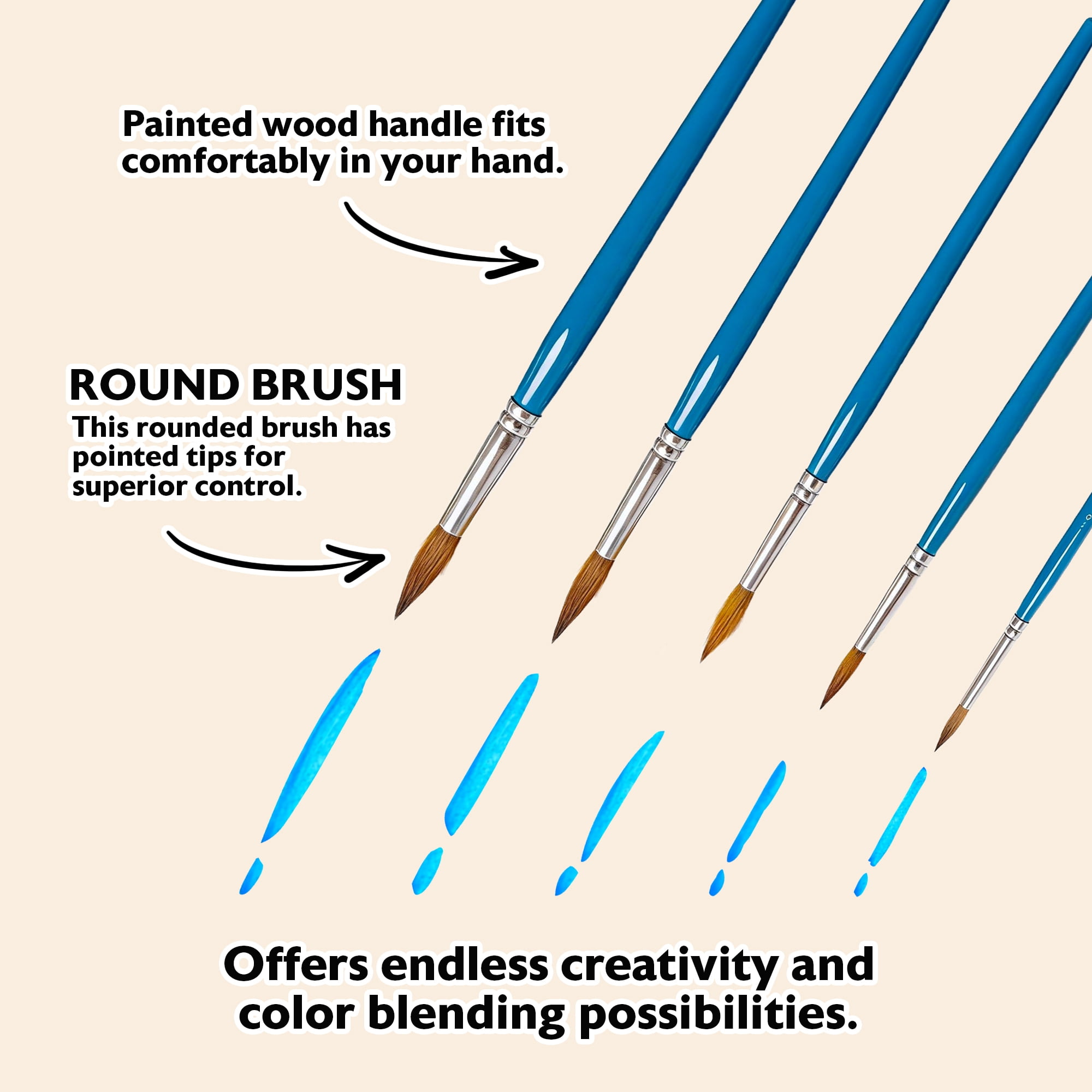 BAZIC Flat Natural Hair Paint Brush (5/Pack) / Box Qty - 24