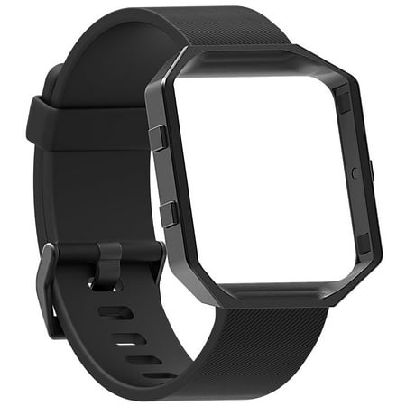 Compatible with Fitbit Blaze Bands, EEEKit Replacement Adjustable Silicone Strap Wrist Band and Stainless Frame Smartwatch Accessory for Fitbit Blaze (Fitbit Blaze Best Price)