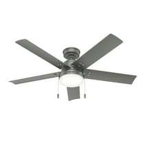 Restored Hunter Fan 52 inch Casual Matte Silver Finish Outdoor Ceiling Fan with LED Light Kit and Pull Chain (Refurbished)