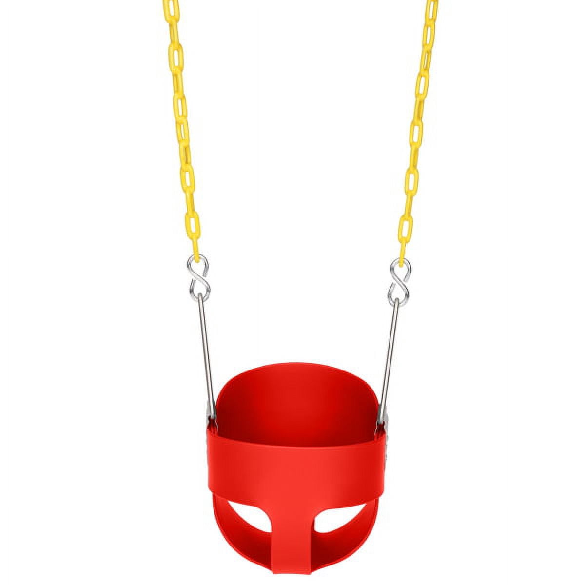 Clearance! Toddler High Back Full Bucket Swing Seat Kids Swing Set Accessories Snap Hooks & 1PCS Hanging Strap Support 156lb