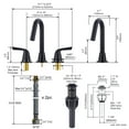 thumbnail image 7 of WOWOW Widespread Bathroom Faucets for Sink 3 Hole Matte Black, 8 inch Bathroom Faucet with Pop Up Drain Assembly and Water Supply Lines 2 Handle 360° Swivel Spout Basin Faucets for Vanity Lavatory, 7 of 7