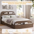thumbnail image 4 of TWIN-XL Platform Bed Frame with Storage Headboard & Footboard, Low Profile Wooden Bed with Guardrail & Sturdy Slats, No Box Spring Needed,Walnut wood, 4 of 6