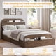 thumbnail image 3 of Yeshouse Estructura de cama de madera con cabecero y pie de cama con espacio de almacenaje, plataforma baja con listones de madera, sin somier, 3 of 6