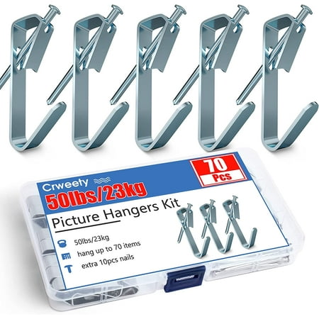 

70 Pieces Picture Hangers 50lbs Professional Picture Hanging Kit Wall Hangers with Nails Heavy Duty Wall Nails for Hanging Pictures Picture Hanging Hooks for Drywall Wooden Wall House Decoration