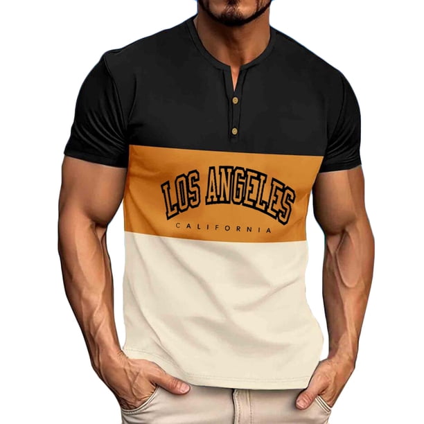 Mens Casual Pantalones Cortos Cuello Redondo Patchwork Suéter Blusa de Fitness, Camisetas para Hombre