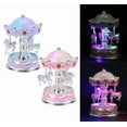 thumbnail image 2 of Wind up Music Box Vintage Look Music Box with Jewelry Box - Table Desk Decoration and Gift (Carousel Horse, Pink), 2 of 6