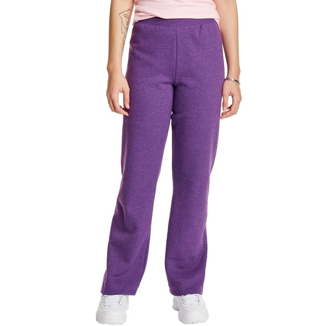 Hanes O4634 Comfortsoft Eco Smart Womens Petite Open Leg Sweatpants, Violet Splendor Heather - 2XL