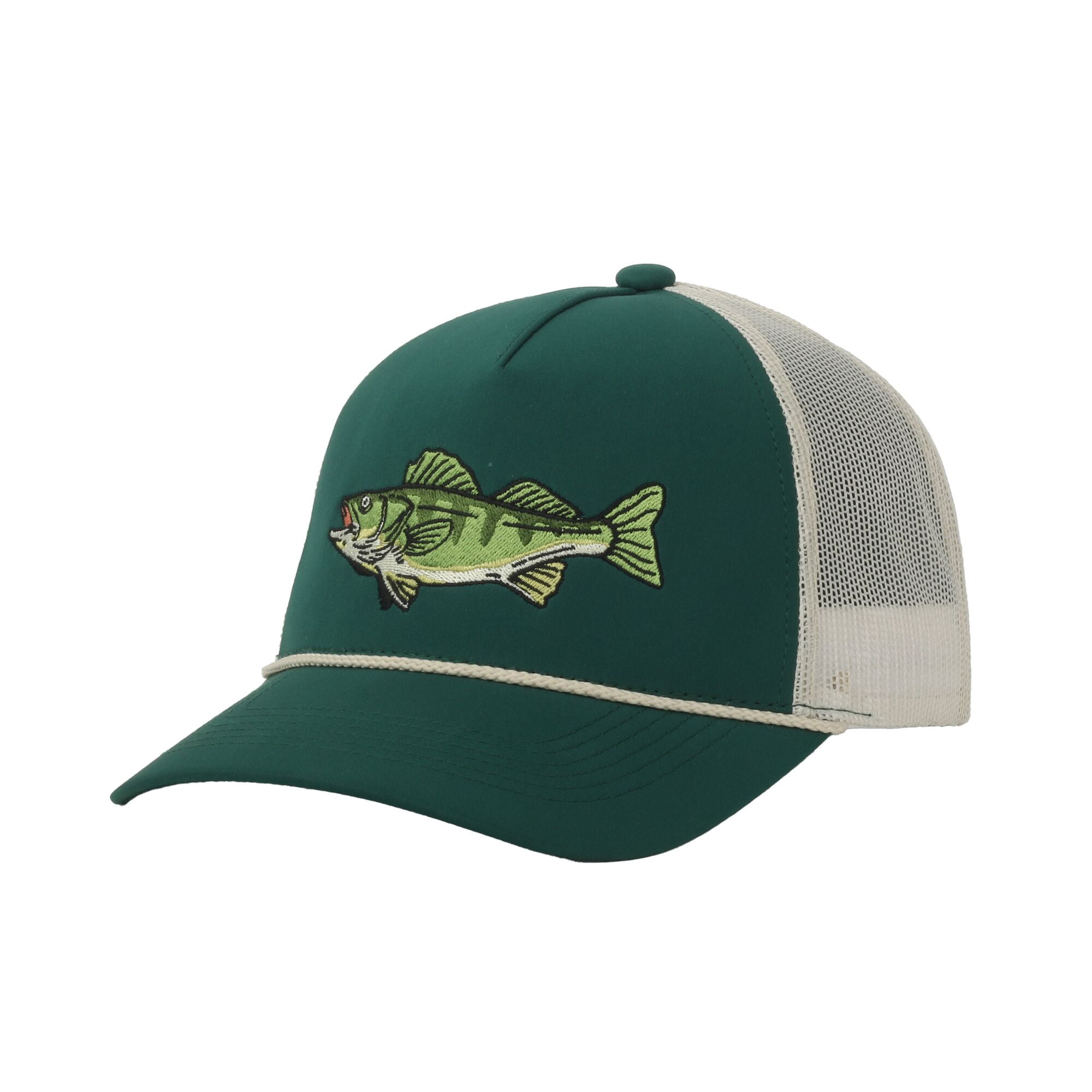 Green/Putty Walleye 5-Panel Fishing Cap – Structured, Embroidered, Snapback, One Size