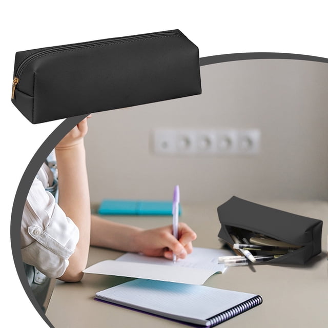 Estuche WICVIK para lápices, estuche para lápices, estuche para cosméticos, maquillaje, bolígrafos, lápices, papelería, estuche/estuche de cuero sintético, estuche pequeño para lápices, estuche para
