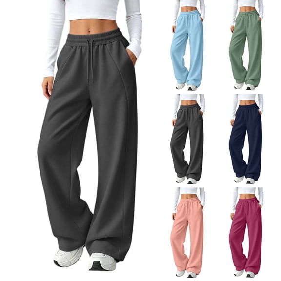 Diufon Womens Baggy Sweatpants High Waisted Straight Leg Joggers with Pockets Drawstring Sweat Pants for Workout & Sport