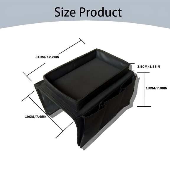 LAMIRO Sofa Armrest Organizer With Cup Holder Tray Chair Arm TV Remote Holder for Recliner Couch Armchair Caddy Bedside Storage Pockets Bag for Cellphone Tablet Book Magazines Drinks