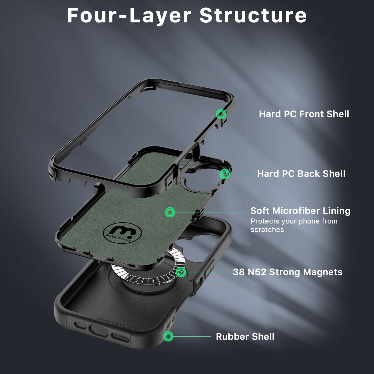 MyBat Pro Maverick Series Case with Holster and Tempered Glass for Apple iPhone 16 Plus - Black