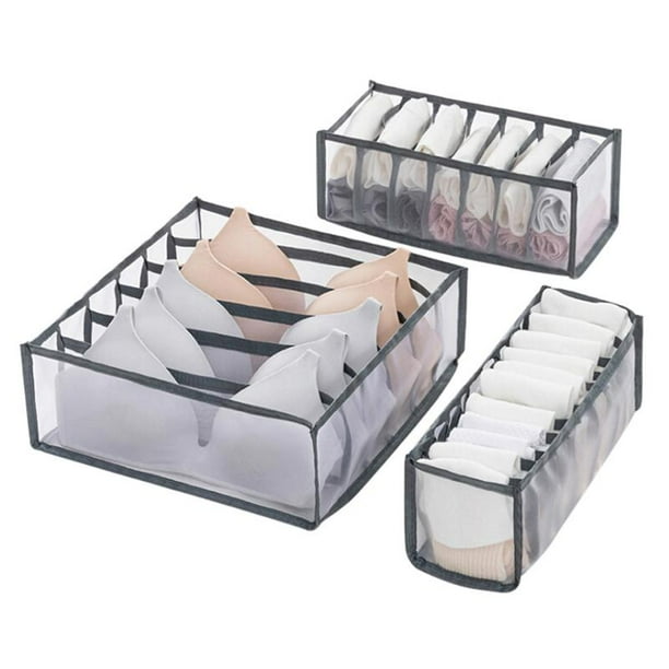 Underwear Drawer Organizer 3 Set Foldable Sock Organizers, Drawer