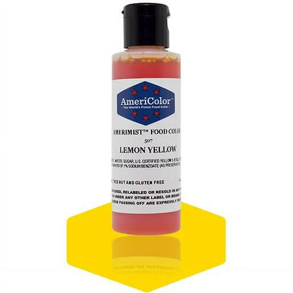 AmeriColor AmeriMist Lemon Yellow, 4.5 Ounce, Airbrush Food Color