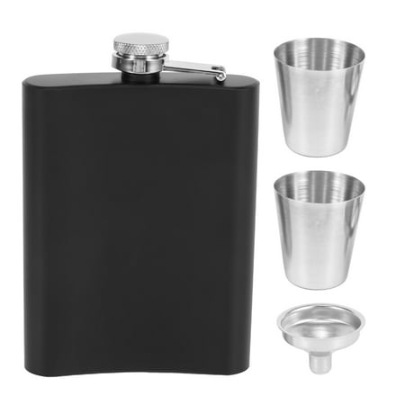 

Hip Flask Set 8 Oz Hip Flask with Funnel and 2 Small Glasses Portable Pocket Whiskey Flask for Men Bar Party Black