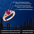 thumbnail image 2 of Gem Stone King 18K Rose Gold Plated Silver Red Ruby and White Moissanite 3 Stone Engagement Ring for Women | 1.68 Cttw | Oval 8X6MM | Round 2MM | Gemstone July Birthstone | Size 7, 2 of 6