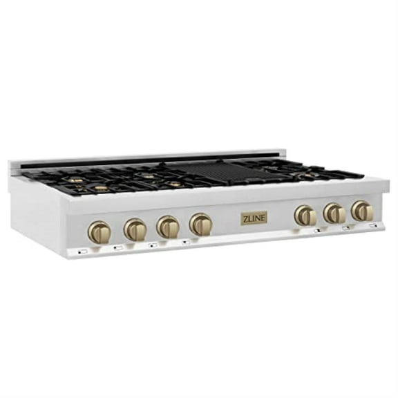 ZLINE 48 in. Autograph Edition Rangetop in Stainless Steel with Champagne Bronze Accents (RTZ-48-CB)