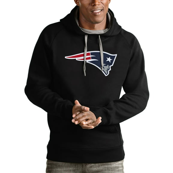 Men's Antigua Black New England Patriots Victory Pullover Hoodie