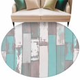 thumbnail image 2 of 8ft Round Rug, Turquoise Gray Non-Skid Rubber Backing Large Area Rugs - Living Room Bedroom Home Office, Country Retro Mottled Texture Wood Grain Indoor Floor Mat Carpets Washable Rug, 2 of 9