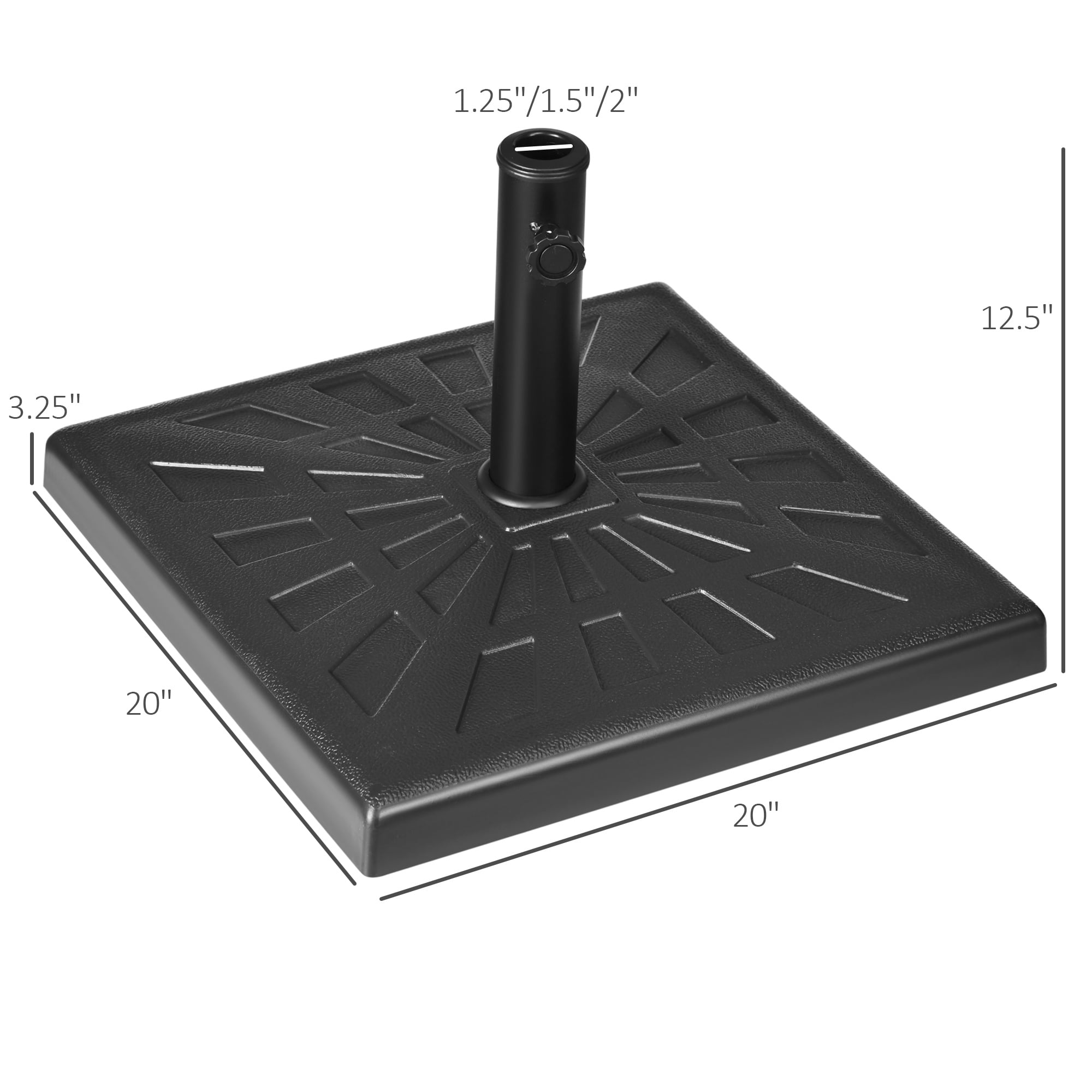 Outsunny 42lbs Resin Patio Umbrella Base 20" Outdoor Umbrella Stand, Black