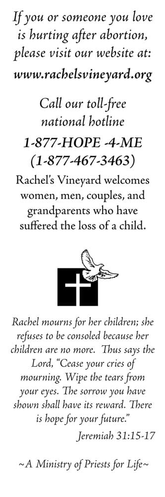 Rachel's Vineyard Pro-Life Bookmark (Pack of 100)