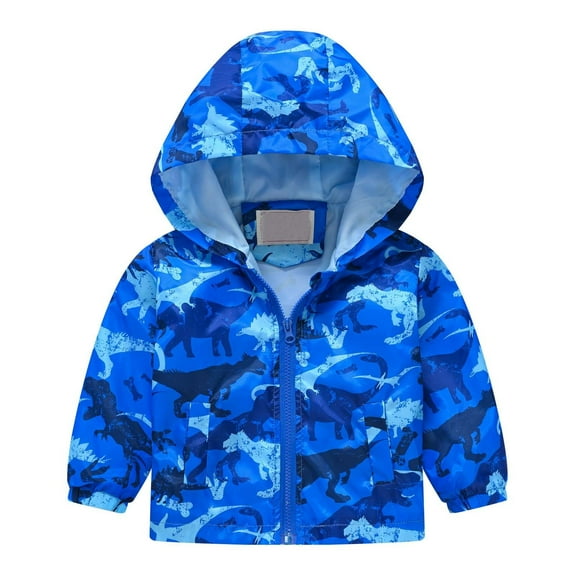 Mercatoo Boys Girls Dinosaur Print Zip Jacket Hooded Trench Lightweight Toddler Coats Windbreaker Outdoor Dust Coats