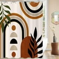 thumbnail image 2 of Mid Century Boho Shower Curtain, Terracotta Abstract Modern Sun Minimalist Aesthetic Arch Curve Leaves Geometric Bathroom Curtain Waterproof Fabric Machine Washable with Hooks, 84" Wx72 L, 2 of 6