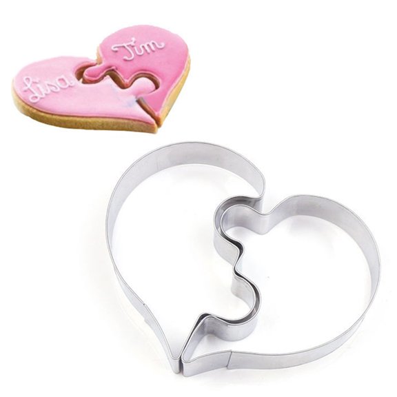 Ludlz Heart Puzzle Shaped Cookie Biscuit Cutter Heart Tiny Baking Stainless Steel Metal Molds