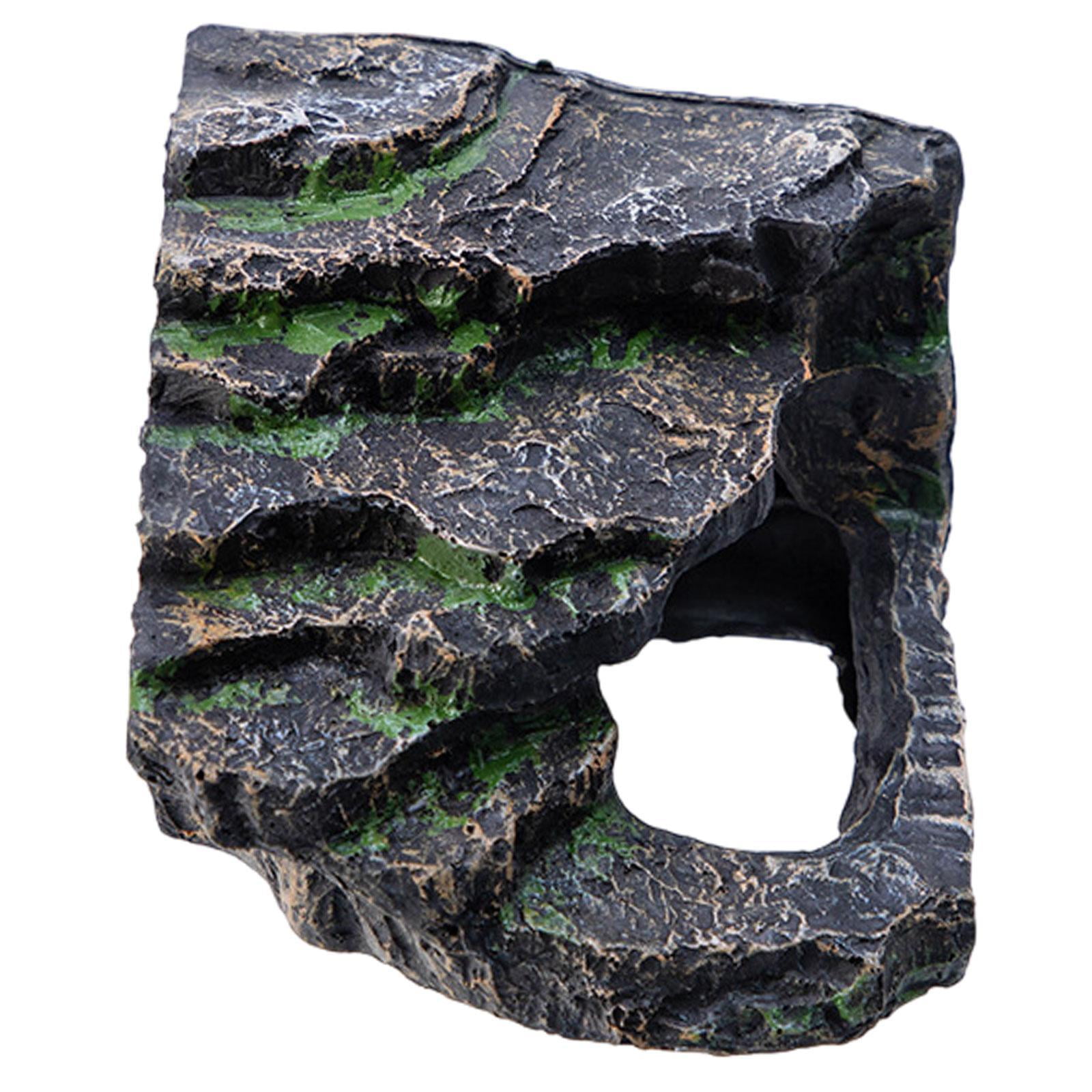 Serenable Bearded Dragon Tank Accessories Turtles Basking Reptile Cave Decorative Resin Reptile Rock Hideout for Frog Gecko