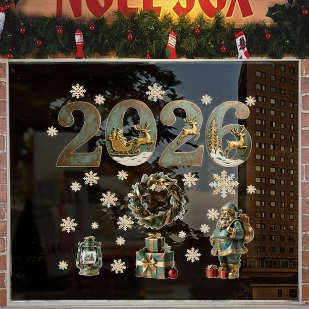 Decoraciones navideñas, adornos navideños, regalos navideños. Adhesivos digitales navideños para escaparates de centros comerciales. Adhesivos de plástico removibles para ventanas.