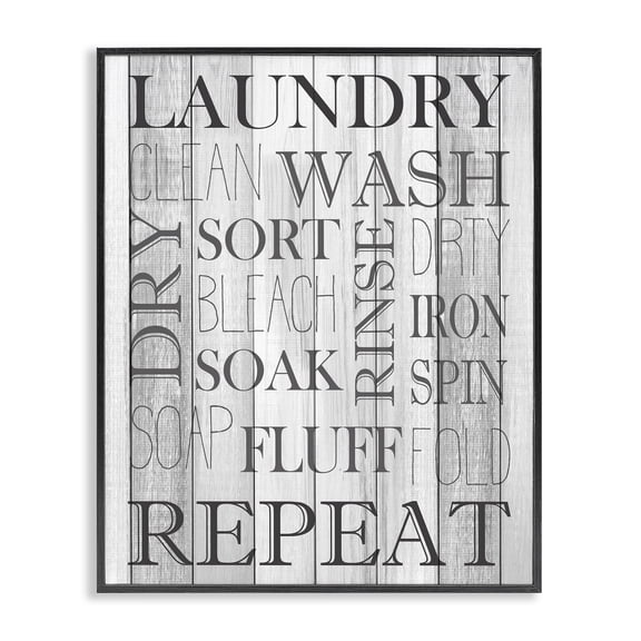 Stupell Industries Rustic Lodge Laundry Room Bathroom Black And White Design Black Framed Giclee Art, 11 x 14, by Kim Allen