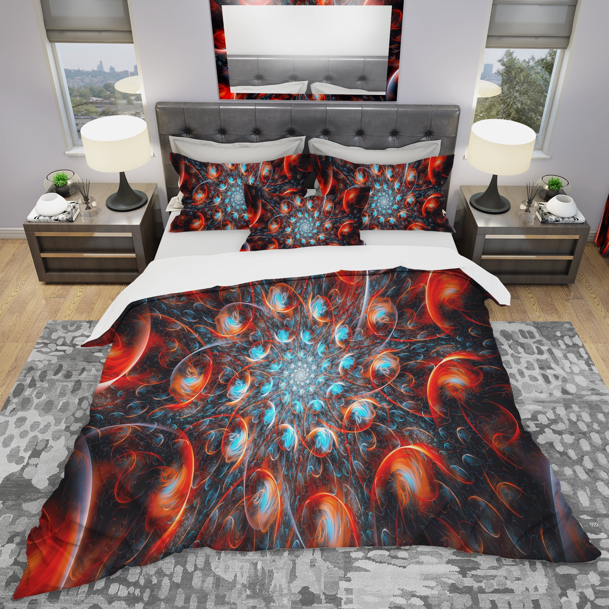 Designart 'Break Out Blue and Red' Modern & Contemporary Duvet Cover Set