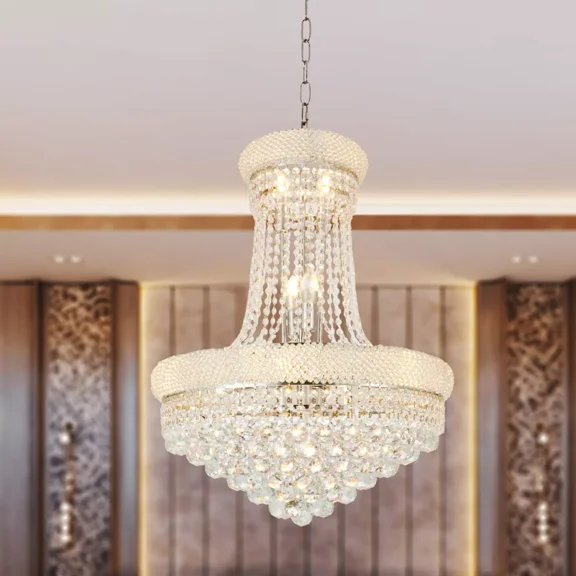 LUOLAX 22.8" Luxury Beaded Crystal Staircase Chandelier European Living Room Chandelier