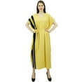 thumbnail image 4 of Bimba Womens Long Rayon Side Pannels Kaftan With Belt Designer Cover Up Caftan Maxi Night Dress, 4 of 5