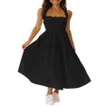 thumbnail image 4 of Robe Maxi Plissée d'Été pour Femme, Col Licou, Sans Manches, Robe Soleil, Dos Croisé, Fluide, Maxi Longue, 4 of 6