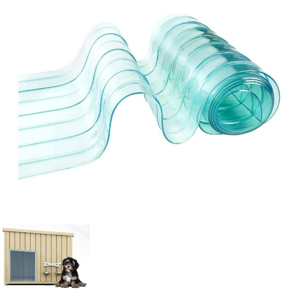 Trianu Dog Door Replacement Flaps, 11.8 in x 4.9 ft Safe Plastic Strip for DIY Doghouse or Cat Door, Eco-Friendly Transparent Dog House Door Flap, Easy to Cut & Install, Green