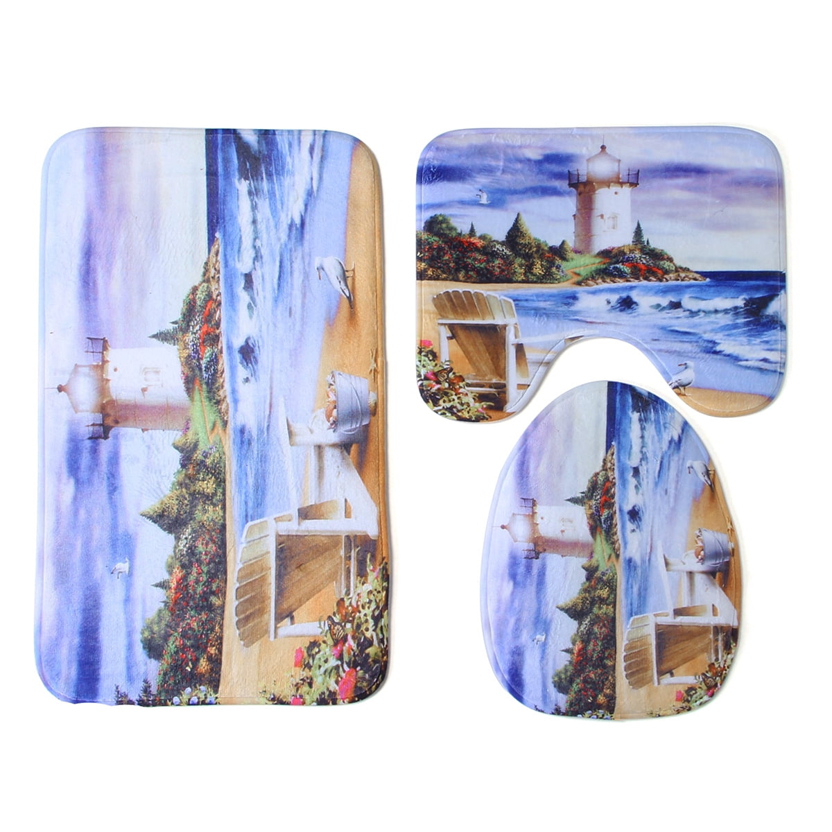 Sea Lighthouse Shower Curtain With Without 3pcs Toilet Cover Mat Non Slip Rug Bathroom Set Walmart Com Walmart Com